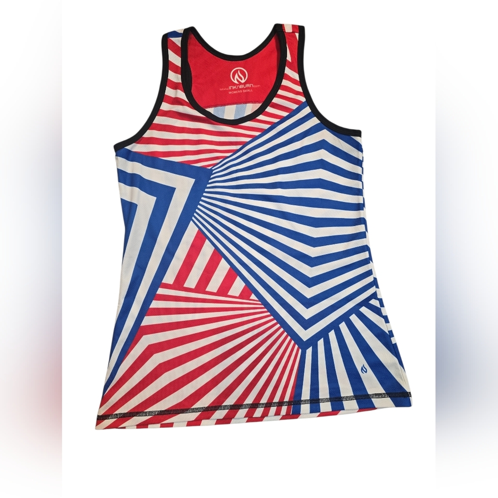 INKnBURN Women's Geometrical Print‎ Tech Shirt Size Small Running Top